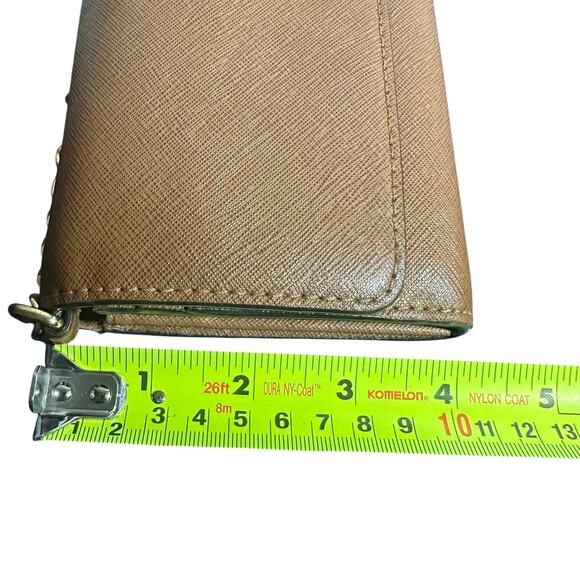 Michael Kors Leather Wallet Crossbody Bag Tan Chain Strap Saffiano Leather - Picture 10 of 10